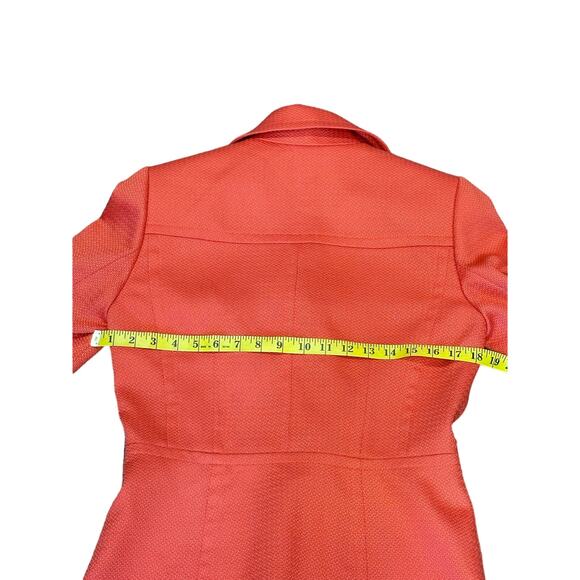 Tahari ASL Double Breasted Blazer w/ Belted Cuffs & Gold Buttons Orange Red SZ.4 - Picture 7 of 16